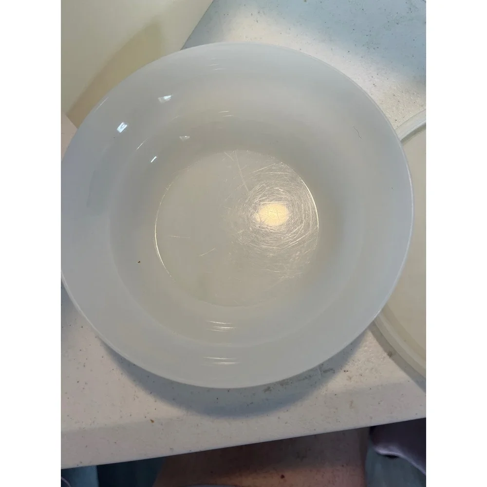 Tupperware 155-75 Vintage Translucent White Round Bowl with Lid Seal